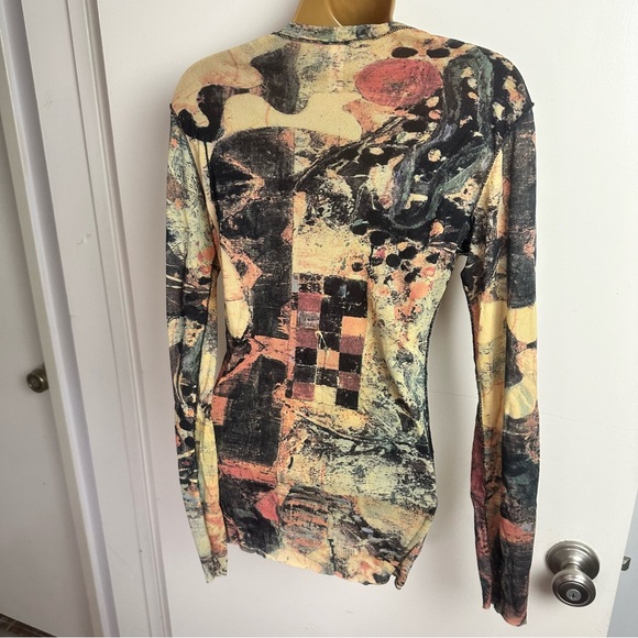 Cosabella Multicolored Artsy 90’s/Y2K Inspired Retro  Mesh Long Sleeve Top L/Xl? - Picture 4 of 14